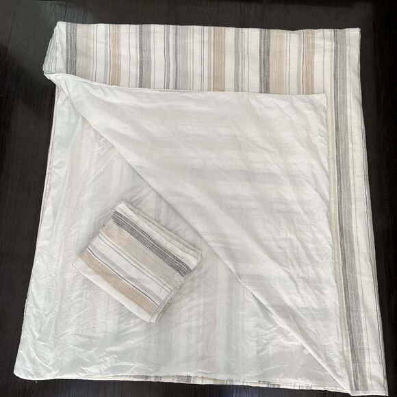 Pottery Barn Clayton Stripe King/California King Duvet Cover & 2 Standard Shams - Picture 4 of 13